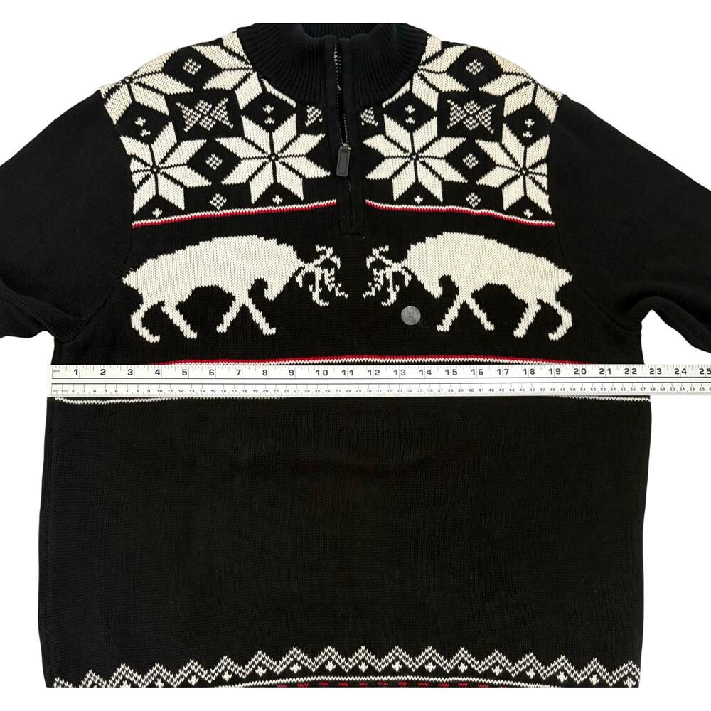Chaps Mens Sweater Large Classic Fit Fair Isle Reindeer 1/4 Zip Nordic Sweater - Picture 9 of 13